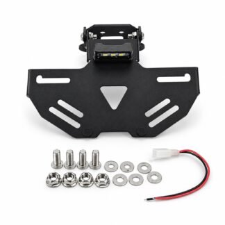 Motorcycle Folding Rear License Plate Holder For Kawasaki Ninja 250 / Ninja 400 / Z250 / Z300 / Z400 2018-2024 - Black - XG-LPH-4892A